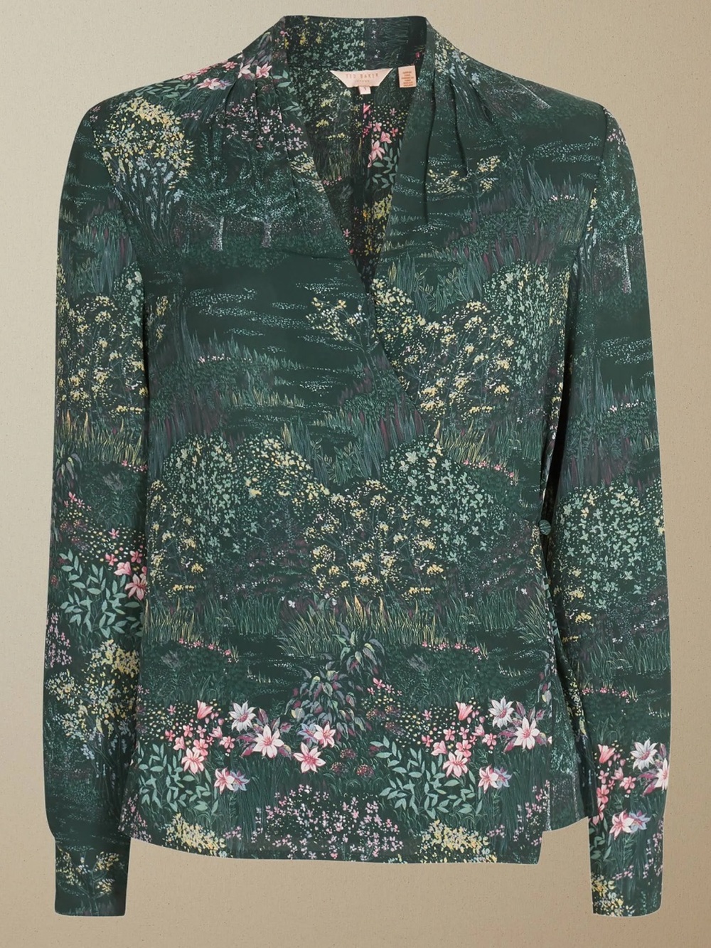 Ted Baker Thessie Pleated Wrap Top Floral Print Blouse